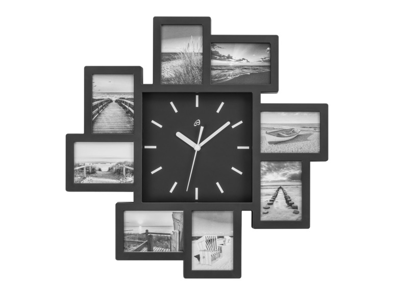 AURIOL® Nástěnné hodiny s fotografiemi (černá)