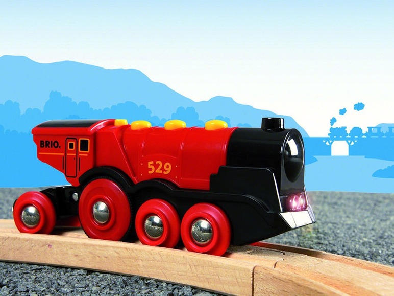  Zobrazit na celou obrazovku BRIO Mohutná elektrická červená lokomotiva se světly 33592 - Obrázek 2