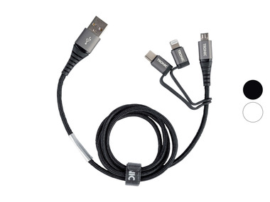 TRONIC® Datový a nabíjecí kabel 3 v 1, USB-C, Lightning, micro USB, 480 Mb/s, celokovové konektory