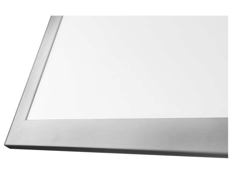 Obdélníkový LED panel se stříbrným rámem.