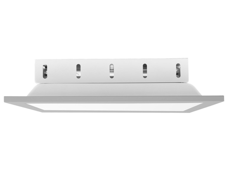 Bílé čtvercové LED stropní svítidlo pro zapuštěnou montáž.