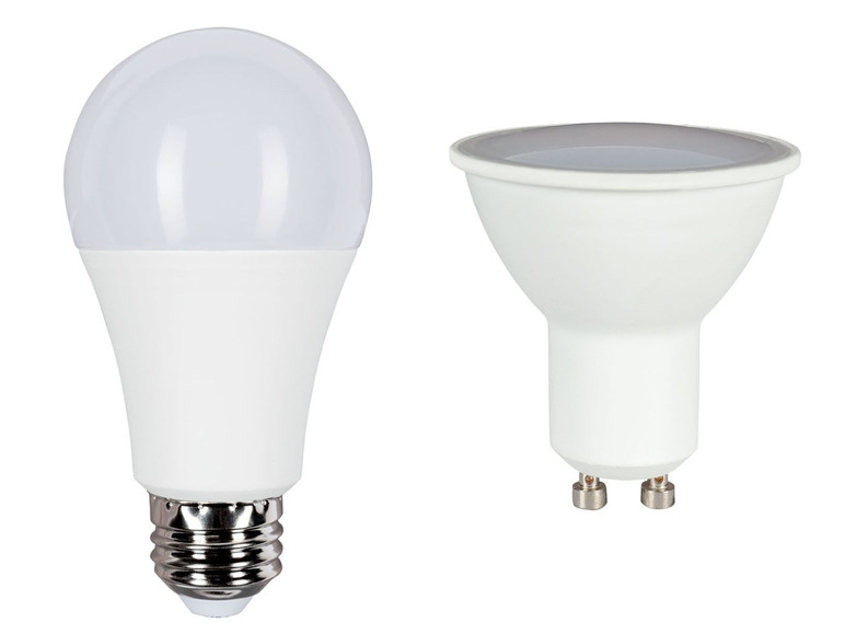 Standardní LED žárovka a LED bodové světlo GU10.