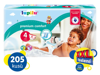 LUPILU® XXL Dětské pleny Premium Comfort, velikost 4 MAXI, 205 kusů