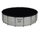 Kulatý bazén se šedou texturou a černou plachtou, značky Bestway Steel Pro MAX.