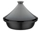 Černá litinová tagine s tmavě šedým víkem.