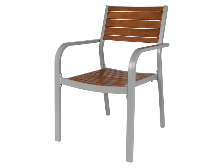  Zobrazit na celou obrazovku florabest Stohovatelná hliníková židle s eukalyptovým dřevem - Obrázek 1
