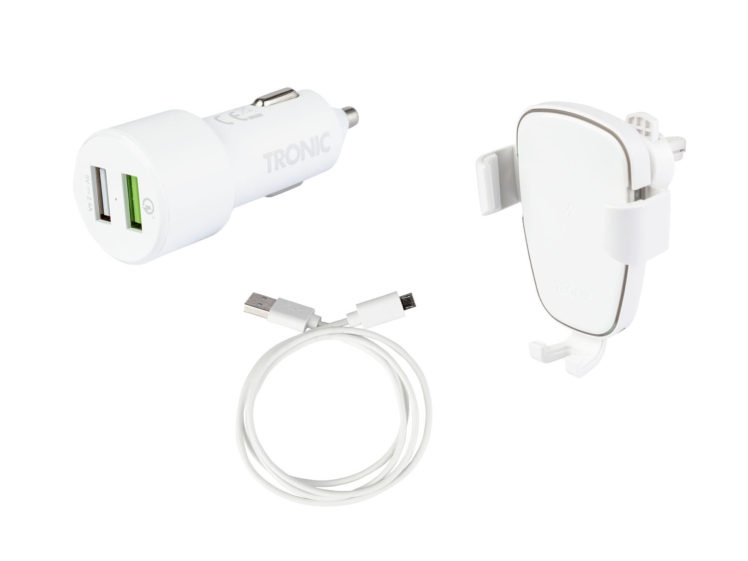 Tronic® Držák do auta s nabíječkou Qi® (bílá)