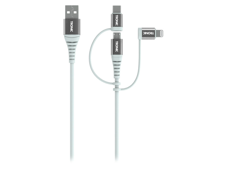  Zobrazit na celou obrazovku TRONIC® Datový a nabíjecí kabel 3 v 1, USB-C, Lightning, micro USB, 480 Mb/s, celokovové konektory - Obrázek 6