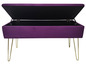 Fialová úložná lavice se zlatými nohami