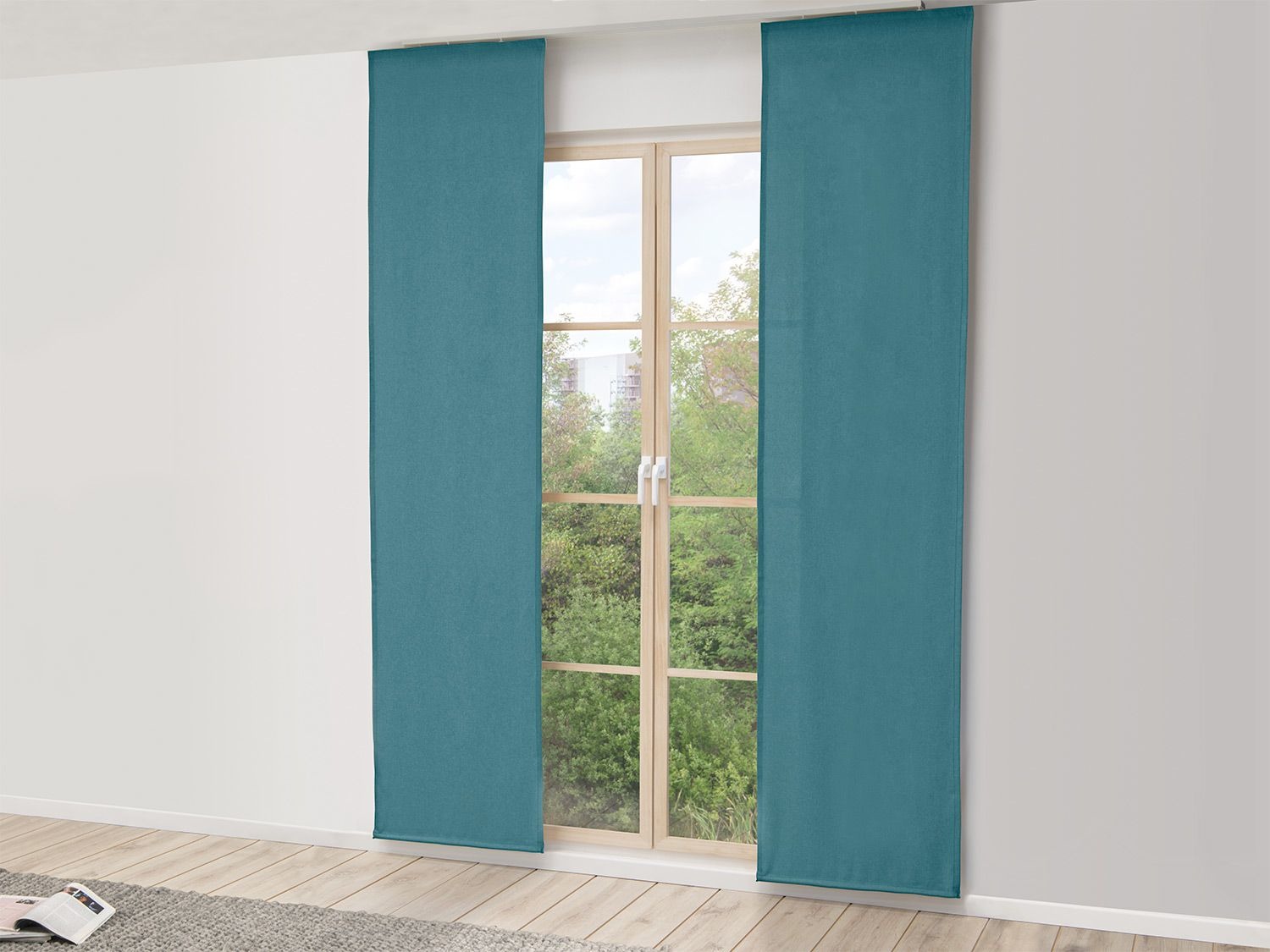 Heimtexland ® Tenda A Pannello Con Strisce Trasversali, 60x245 Cm, Colore Turchese Petrolio, Certificata Ökotex 100