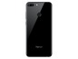 Černý smartphone Honor s duálním fotoaparátem.
