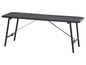 Černý skládací stůl s kovovou deskou.