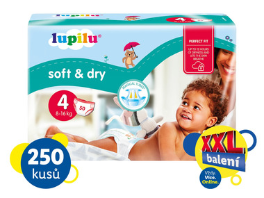 LUPILU® XXL Dětské pleny Soft & Dry, velikost 4 MAXI, 250 kusů