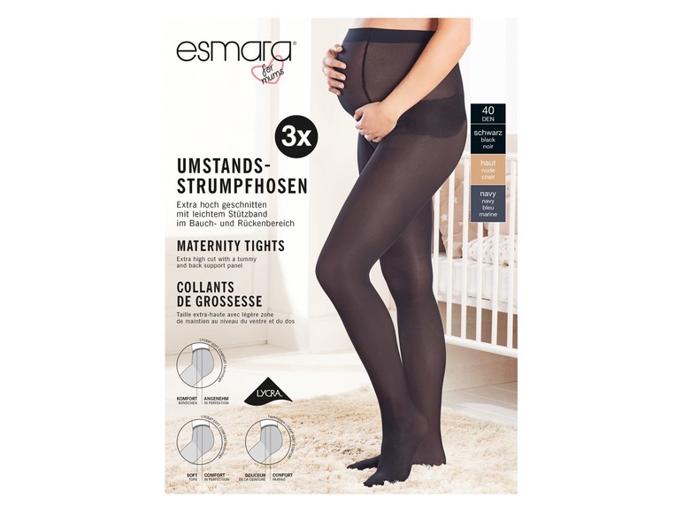  Zobrazit na celou obrazovku esmara® Dámské punčochové těhotenské kalhoty, 3 kusy - Obrázek 4