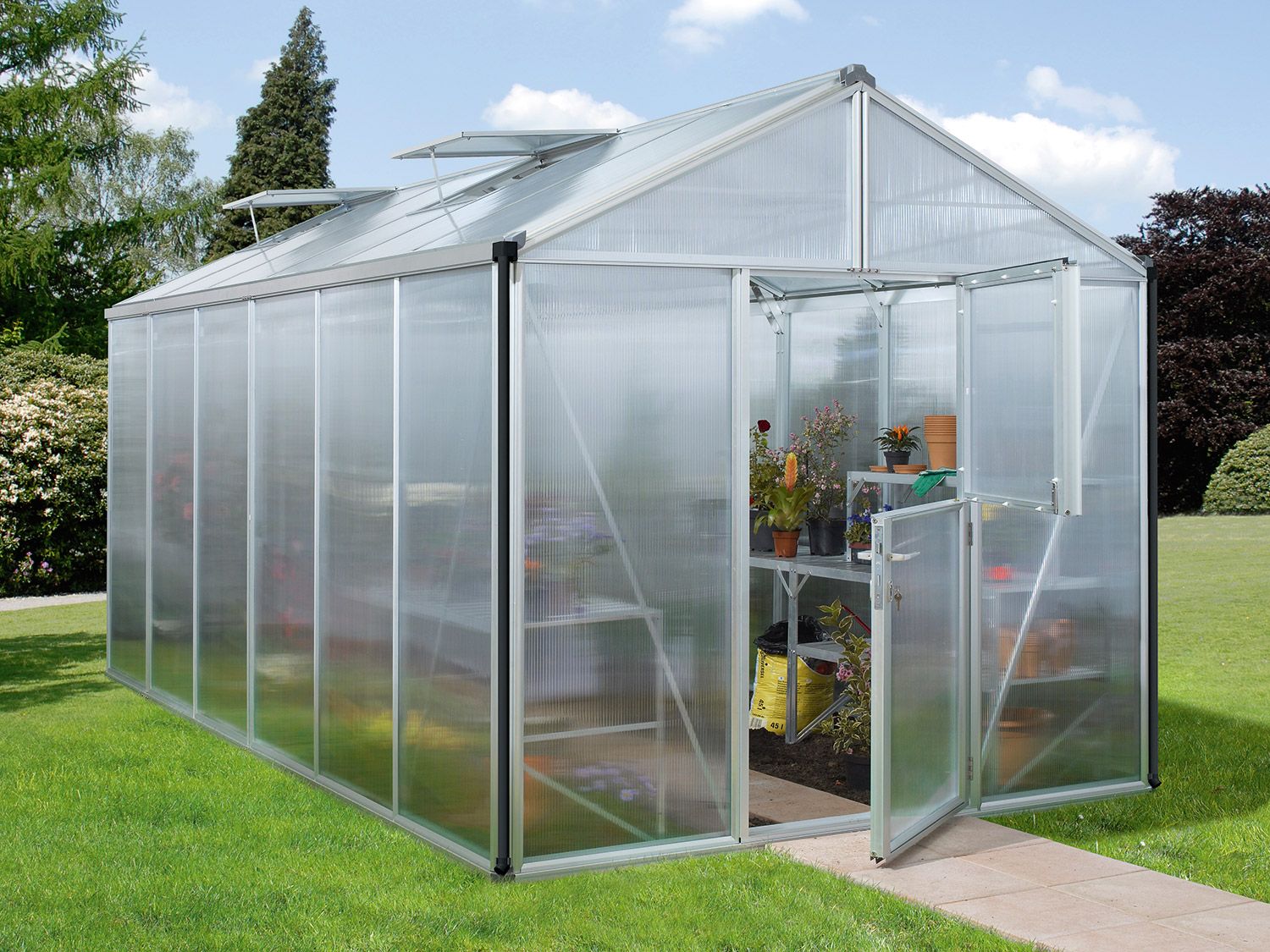 Vitavia Zahradní skleník Zeus (10 mm duté komorové panely, cca 11,9 m², hliník)