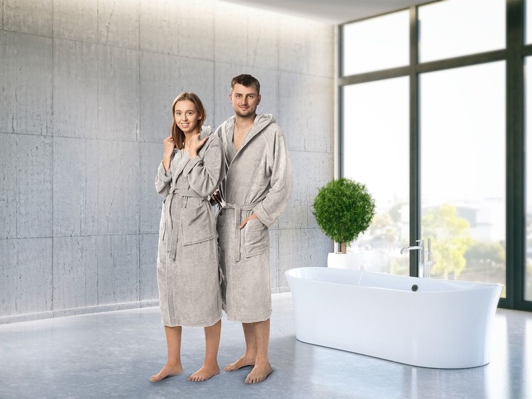  Zobrazit na celou obrazovku Biberna Velurový župan s kapucí, unisex - Obrázek 5