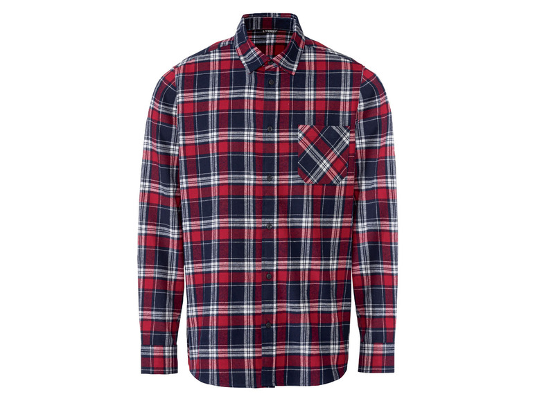 LIVERGY Pánská flanelová košile (XL (43/44), navy modrá / červená)