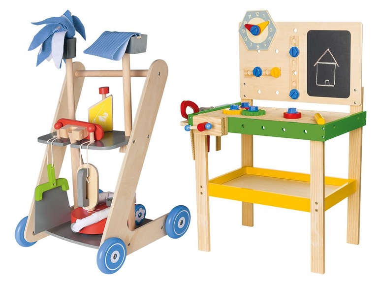  Zobrazit na celou obrazovku Playtive JUNIOR Dřevěný ponk / úklidový vozík - Obrázek 1