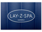 Logo Lay-Z-Spa Hawaii na modrém pozadí.