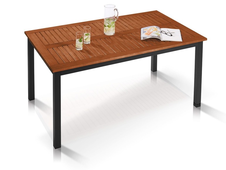  Zobrazit na celou obrazovku florabest Hliníkový stůl s deskou z tvrdého dřeva PRUUN, hnědý - Obrázek 2