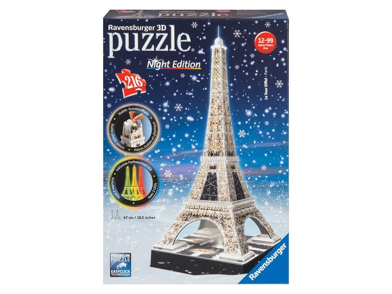  Zobrazit na celou obrazovku Ravensburger Svíticí 3D puzzle Eiffelova věž - Obrázek 2