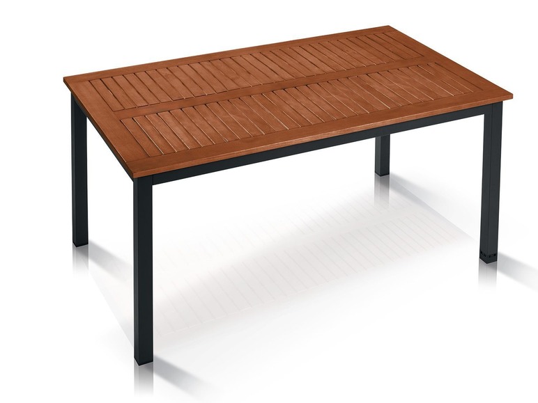  Zobrazit na celou obrazovku florabest Hliníkový stůl s deskou z tvrdého dřeva PRUUN, hnědý - Obrázek 1