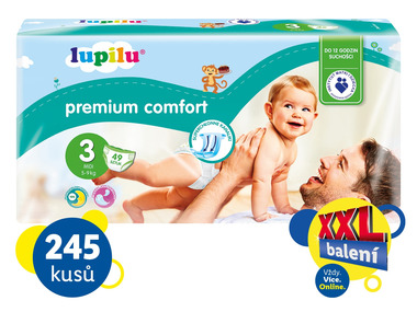 lupilu® XXL Dětské pleny Premium Comfort, velikost 3 MIDI, 245 kusů