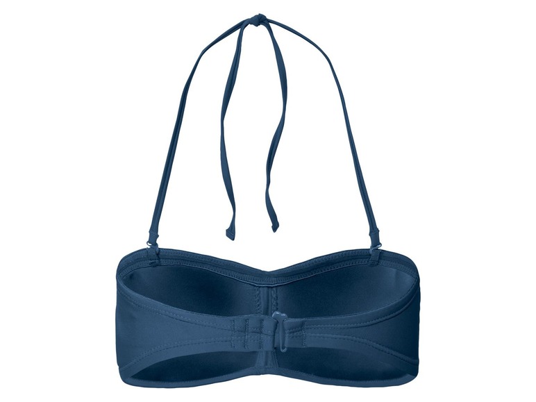 Modrý bandeau vršek bikin s nastavitelnými ramínky.