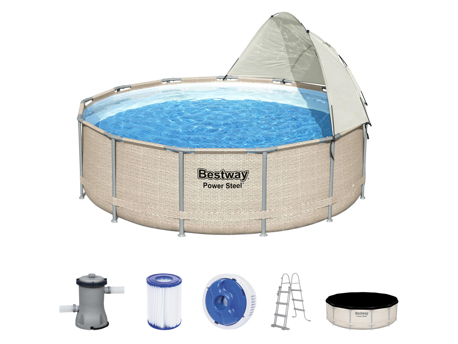 Bestway Bazén s filtračním čerpadlem a sluneční stříškou, Ø 3,96 x 1,07 m