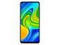 Modrý chytrý telefon Xiaomi s abstraktním, vlnitým pozadím.