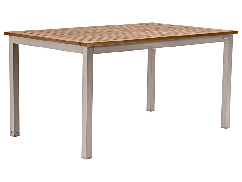  Zobrazit na celou obrazovku florabest Hliníkový stůl s deskou z eukalyptového dřeva, 150 x 90 cm, přírodní - Obrázek 1