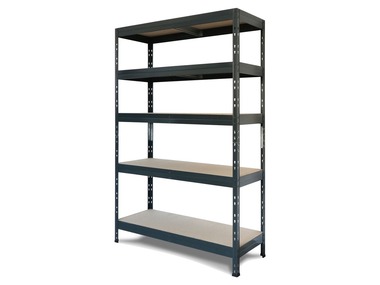 AR SHELVING Vysokozátěžový regál s 5 policemi Rivet, 180 x 120 x 50 cm