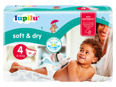 lupilu® Dětské pleny Soft & Dry, velikost 4 MAXI, 50 kusů