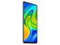 Modrý chytrý telefon Xiaomi s abstraktním vzorem na displeji.