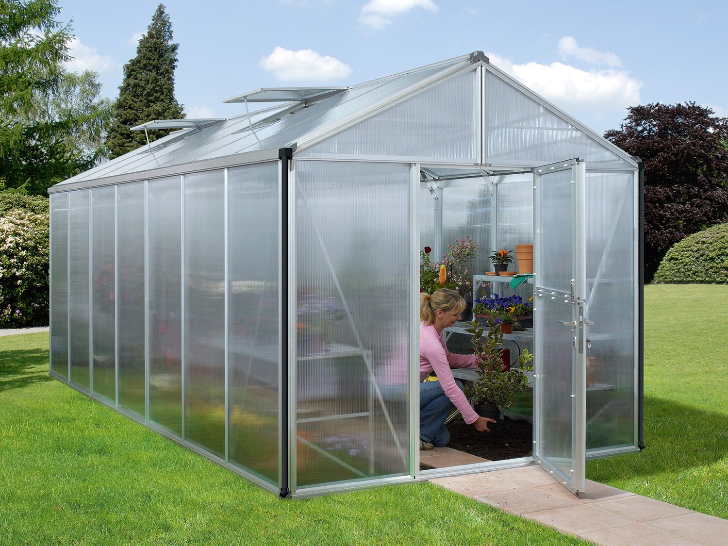 Vitavia Zahradní skleník Zeus (10 mm duté komorové panely, cca 13,8 m², hliník)