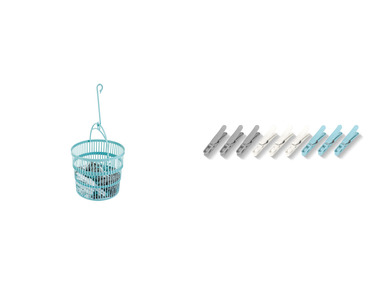 AquaPur Kolíčky na prádlo, 100 kusů / Teleskopický košíček s kolíčky, 50 kusů