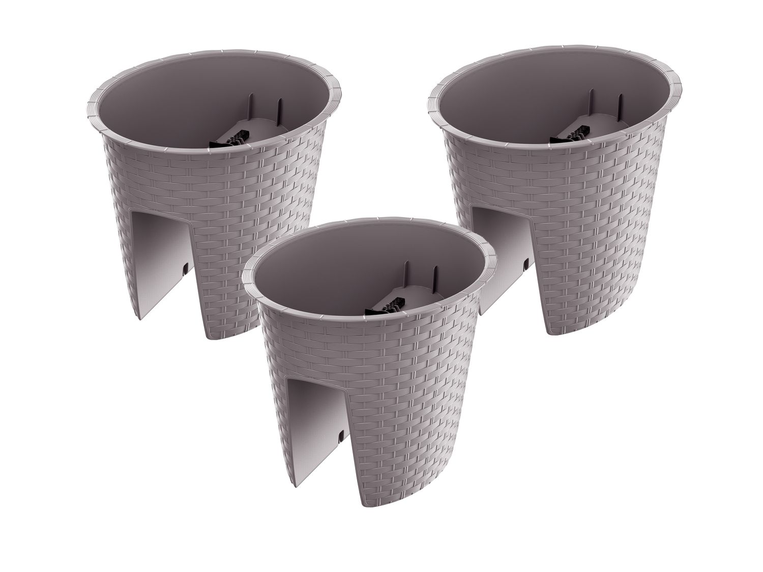 Prosperplast Sada květináčů na zábradlí, 3dílná (oválná, kávová, 298 x 242 225 mm)