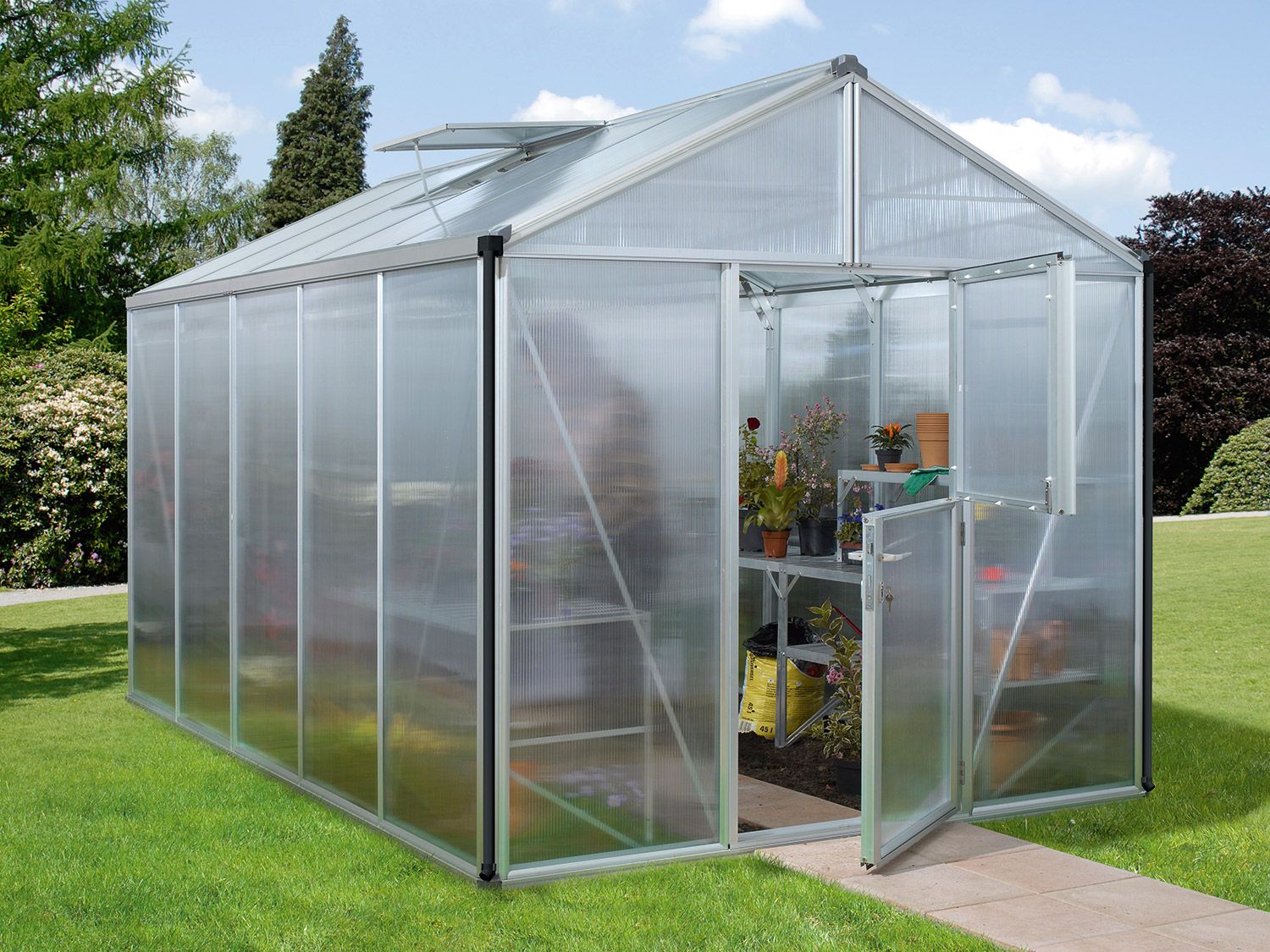 Vitavia Zahradní skleník Zeus (16 mm duté komorové panely, cca 10 m², hliník)