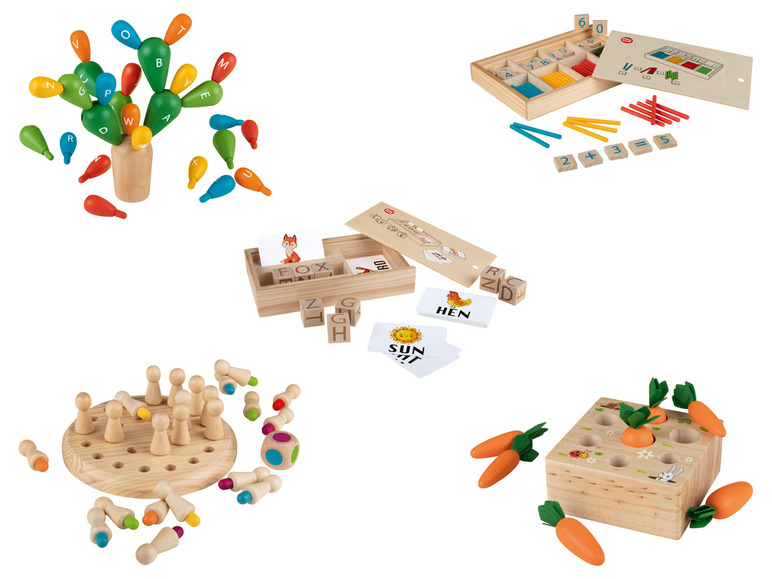  Zobrazit na celou obrazovku Playtive Dřevěná výuková hra Montessori, střední - Obrázek 1