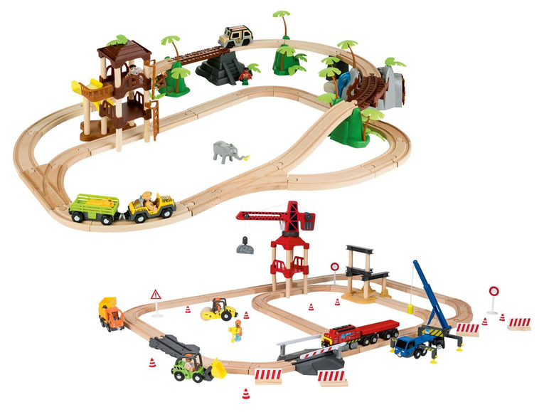  Zobrazit na celou obrazovku Playtive Dřevěná železnice Staveniště / Džungle - Obrázek 1