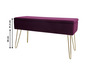 Fialová sametová lavice se zlatými nohami
