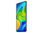 Modrý chytrý telefon Xiaomi s abstraktním vzorem na displeji.