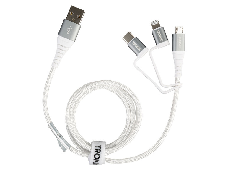  Zobrazit na celou obrazovku TRONIC Datový a nabíjecí kabel 3 v 1, USB-C, Lightning, micro USB, 480 Mb/s, celokovové konektory - Obrázek 4