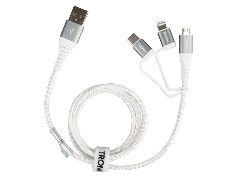  Zobrazit na celou obrazovku TRONIC® Datový a nabíjecí kabel 3 v 1, USB-C, Lightning, micro USB, 480 Mb/s, celokovové konektory - Obrázek 4