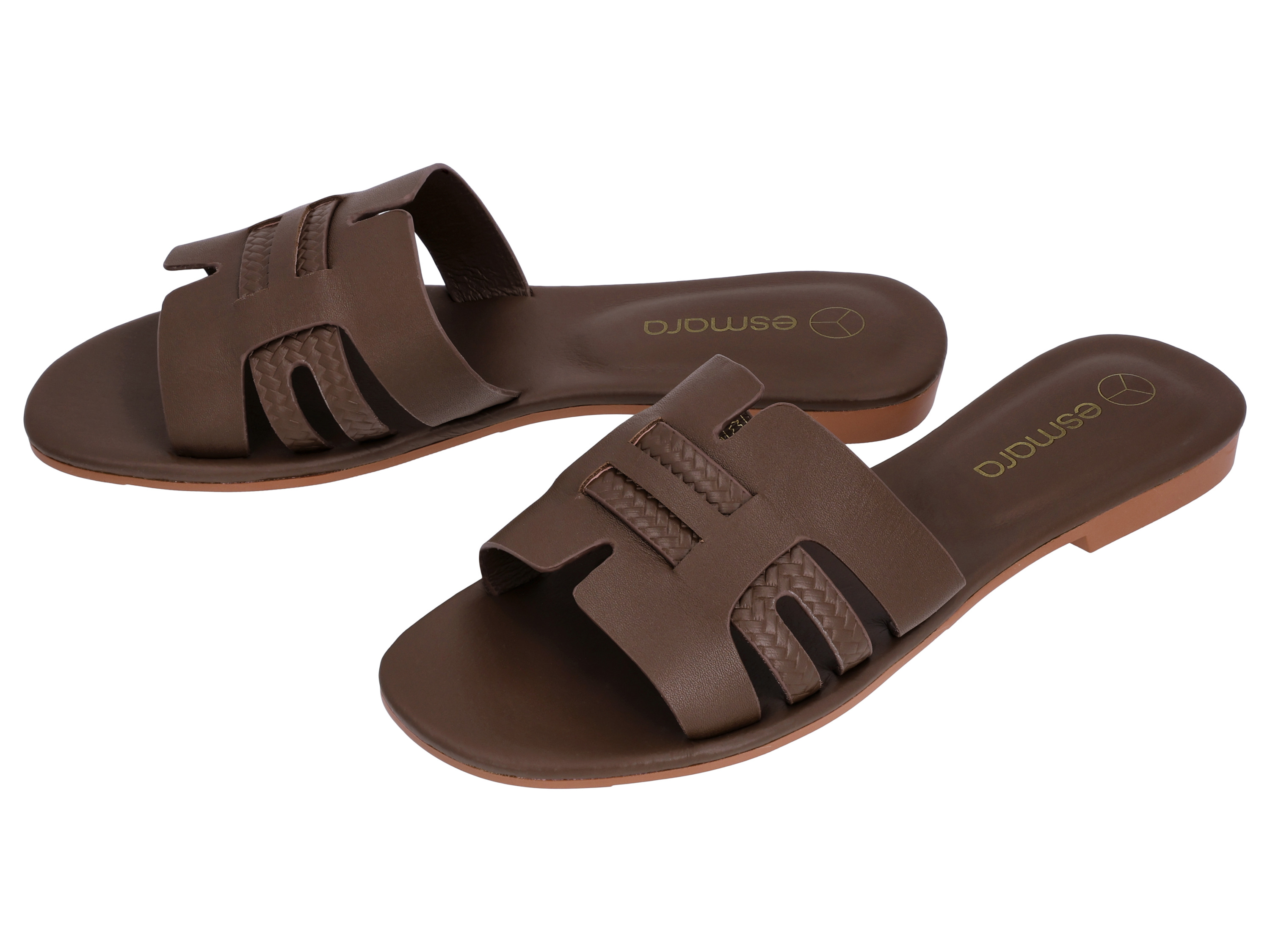 esmara® Dámské kožené pantofle (hnědá, 41)
