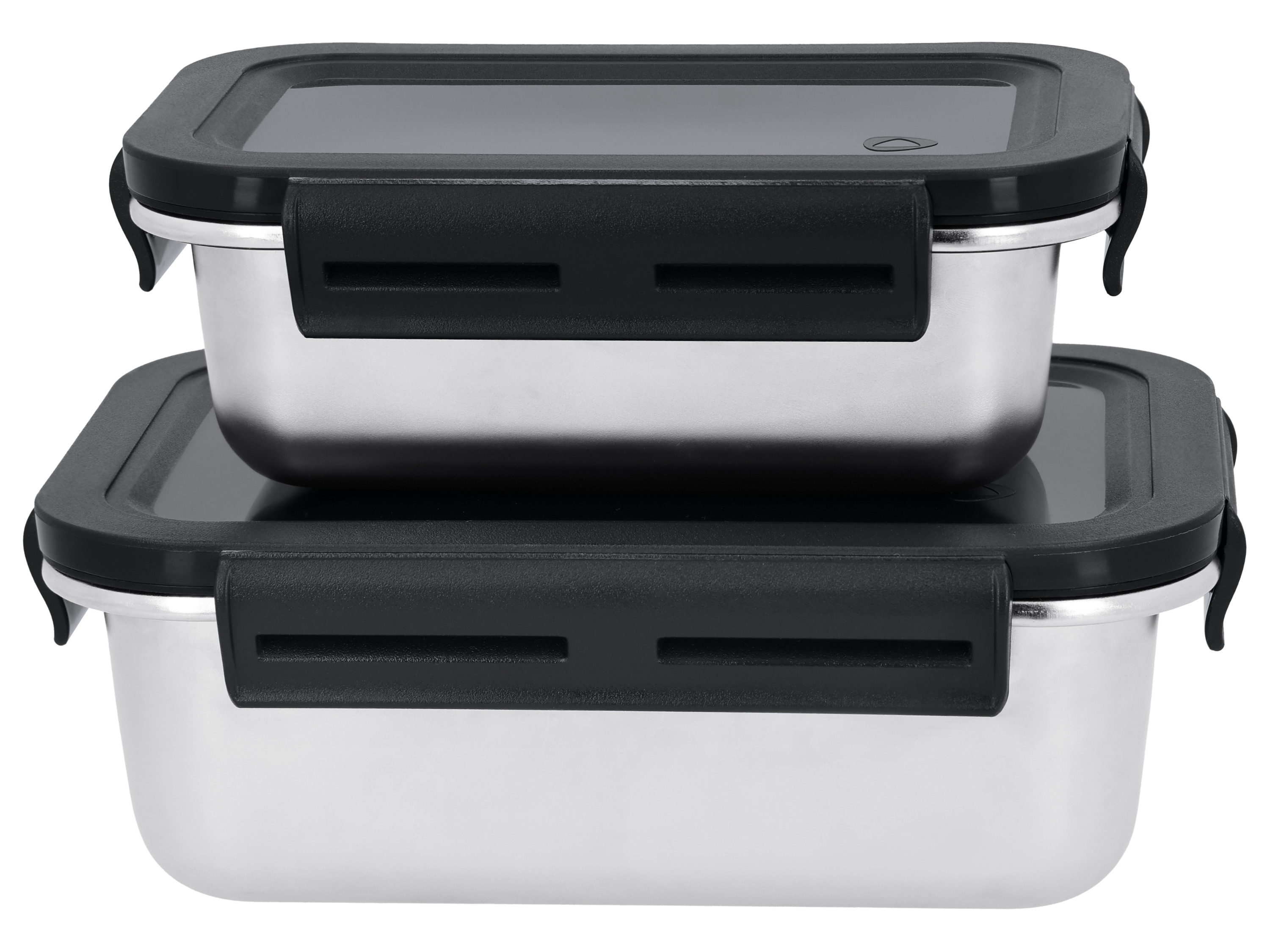 Silvercrest® Sada nerezových potravinových dóz, 2dílná (obdélníkový, stříbrná/černá)