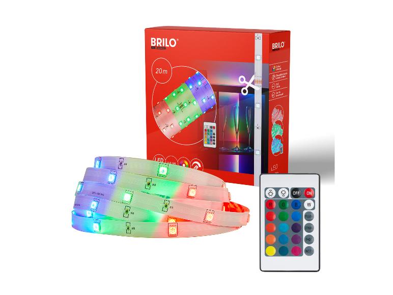 LED pásek Brilo s dálkovým ovládáním a balením, 20m.