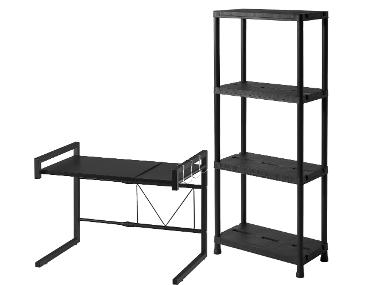 Sada výsuvného kovového regálu a regálu se 4 policemi