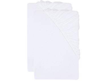 LIVARNO® Sada žerzejových napínacích prostěradel s podílem lnu, 90–100 x 200 cm, 2dílná, bílá