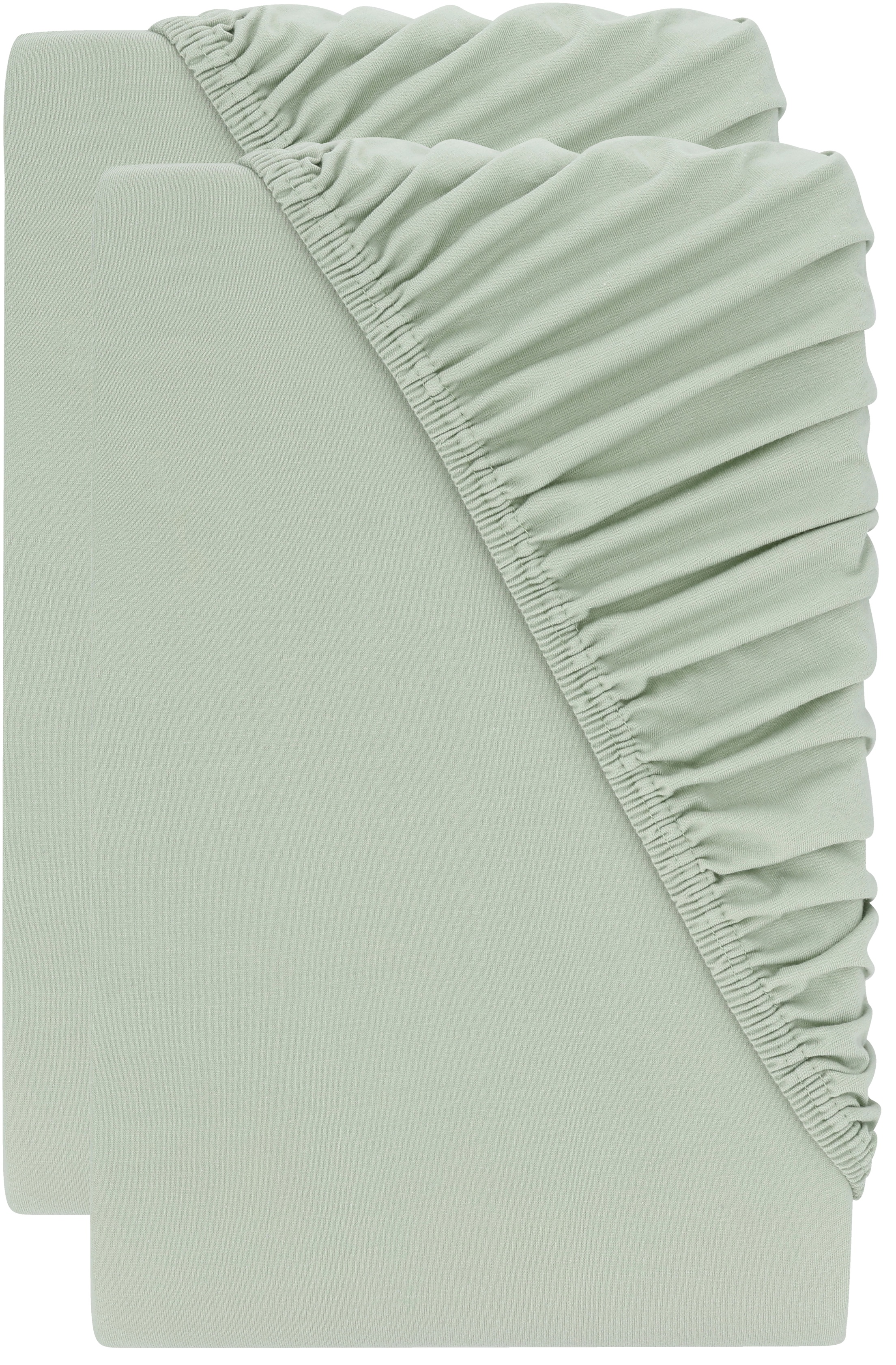 Livarno® Sada žerzejových napínacích prostěradel, 90–100 x 200 cm, 2dílná, zelená